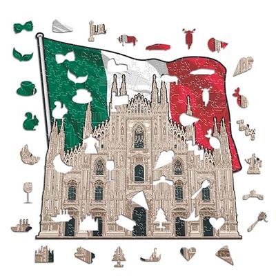 Iconic Puzzles, Cathedrale de Milan, Monuments emblématiques, Puzzle en Bois 100% éco-Durable, Cadeau pour Adultes et Enfants, Taille S, 150 pièces