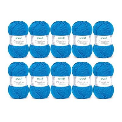 Gründl Lana Classico (Hilo de calceta/Ganchillo con Certificado Oeko-Tex® de 50% de Pura Lana Virgen y 50% de poliacrílico, 50 g/120 m, tamaño de Aguja: 3,5-4,5, 10 ovillos a 50 g)