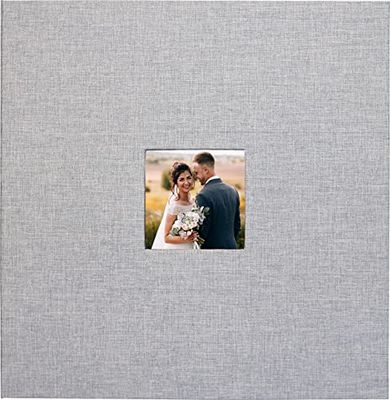Gray Linen Photo Album - Oversized 12-1/2" x 13" (40 Self-Adhesive Pages)