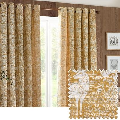 furn. Winter Woods Rideaux à œillets en Chenille Motif Animaux