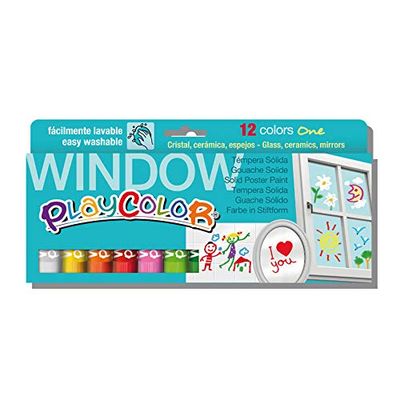 Playcolor One - Stick de peinture solide x12 - Coloris assortis tube de 10 gr - Peinture Lavable idéal pour débuter (WINDOW ONE)