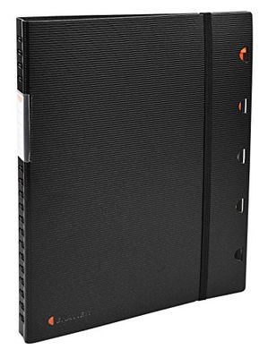 Exacompta - Réf. 85334E - 1 Protège-documents Exaview fermeture avec élastique et intercalaires amovibles - Couverture rigide à spirales - 30 Pochettes (60 vues) - Format à classer A4 - Coloris noir