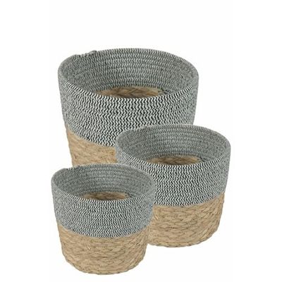 Lot de 3 paniers en osier avec tissu