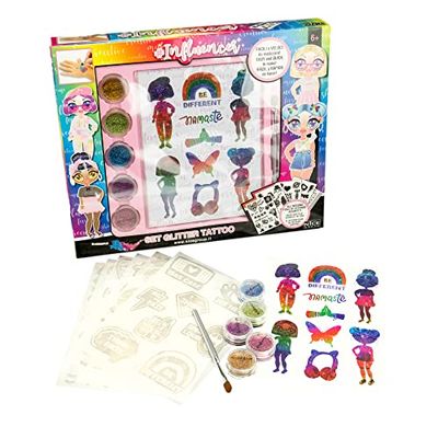 Nice Group- Influencer Set Glitter Tattoo Make Up, 92021, Multicolore, Taglia Unica