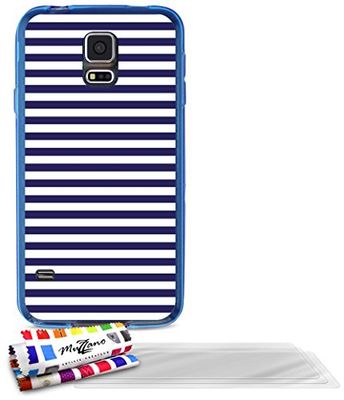Muzzano beschermhoes voor Samsung Galaxy S5, extra dun, motief "Marinier Blu", incl. 3 displaybeschermfolies en stylus en reinigingsdoekje