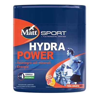 Matt Sport - Hydra Power - Integratore Alimentare in Polvere a Base di Magnesio e Potassio - Utile per il Reintegro dei Sali Mineri e Recupero Energie, Riduce la Stanchezza - Confezione da 400 g