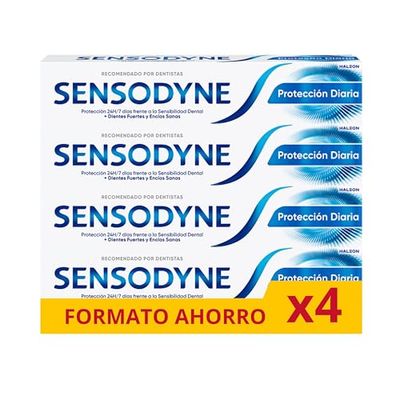 Sensodyne Protezione quotidiana dentifricio, sollievo per denti sensibili, protezione duratura contro la sensibilità dentale, confezione da 4 x 75 ml