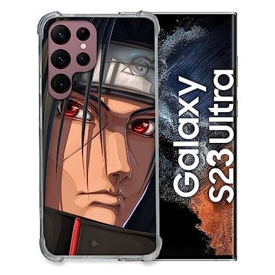Cokitec Spetsat fodral i härdat glas för Samsung Galaxy S23 Ultra Manga Naruto Itachi Face
