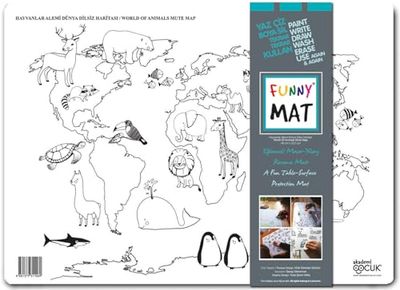 Divertido mapa del mundo alfombra con lengua y animales
