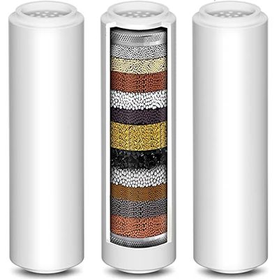 Filtro di ricambio per soffione doccia portatile, confezione da 3 filtri a 15 stadi per acqua dura, rimuove cloro e sostanze nocive, adatto solo per soffione doccia filtrato Rexsoul