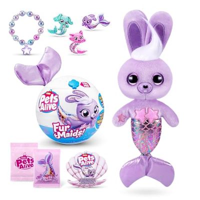 Pets Alive Furmaids di ZURU Sirena di peluche con luci interattive per bambine (Purple Bunny)