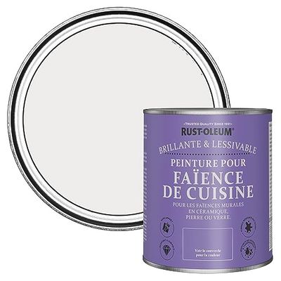 Rust-Oleum Peinture Blanche Résistante à l'eau pour Faïence de Cuisine, Finition Brillante - Fleur 750ml