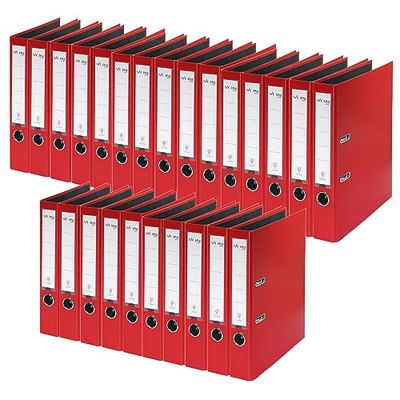 VON Leitz 10560025 A4 Folder, Cardboard with Plastic Cover, 50 mm Spine Width, for 350 Sheets, Blue Angel & FSC Certified, for School, Study & Home, Red
