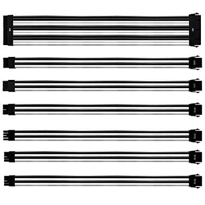 Cooler Master Kit Câbles d'Extension PSU - Calibre 16AWG, Gaine PVC 3 Couches, Rallonge Compatible ATX, Longueur 30cm, avec Câble CPU 8 Broches pour Alim. 16-EPS inclus - Noir & Blanc