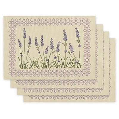 Deco Mex Tapiz de color crema y morado, 35 x 45 cm
