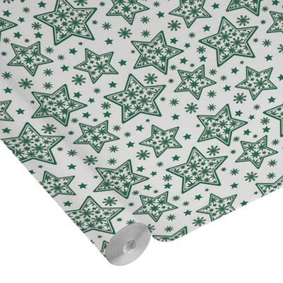 Homéa, Nappe Gaufrée en Papier Décorée Etoiles Vertes 1,18 x 5M