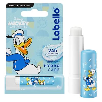 LABELLO Hydro Care Limited Edition Donald Duck (1 x 5,5 ml), stick labbra idratante FPS 15 per bambini, balsamo per labbra nutriente idratazione a lunga durata