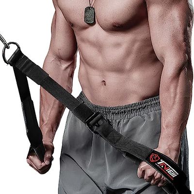 TAVIEW Tricep touw kabel bevestiging (twee lengtes ingebouwd in één) groter bewegingsbereik, triceps pull down touw verlengriemen kabel crossover accessoires