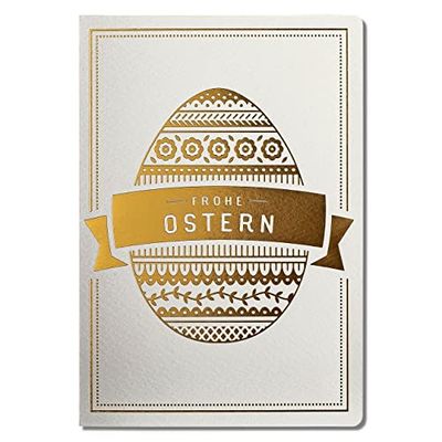 Art Nuvo Exclusive Easter Cards - Set of 10 Manual Cards in Light Beige 120 x 170 mm, Gold-Plated Easter Motifs Made from Watercolour Jewellery Paper, with Beige Inserts and envelopes