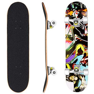 WeSkate Planche à roulettes pour Les débutants, 31 x 8’’ Complète Skateboard 7 Plis Double Kick Concave Planche de Skate Anti-Dérapant Roues PU pour Les Enfants Jeunes et Adultes (coloré)