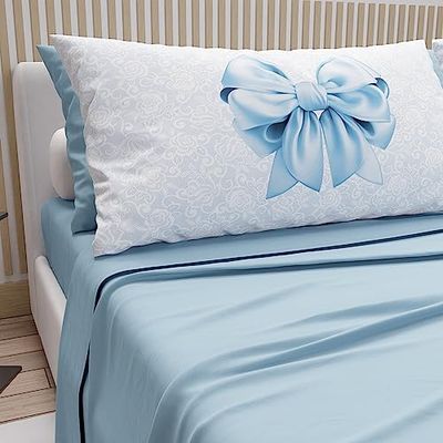 PETTI Artigiani Italiani - Lenzuola in Cotone con Federe in Stampa Digitale, Lenzuola Letto Singolo, Completo Letto Singolo, Azzurro, 100% Made in Italy
