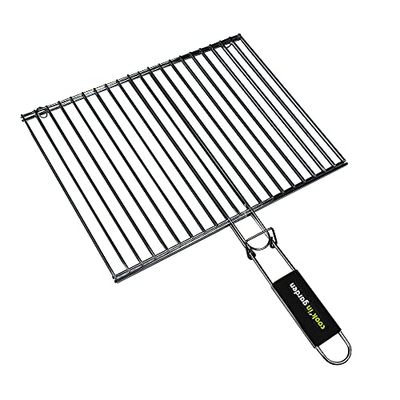 Cook'in garden, GR025, Grille Double Rectangulaire 40X30 Cm, Résistante aux flammes et hautes températures, Manche en matière softouch facile à prendre en main, Compatible avec de nombreuses marques