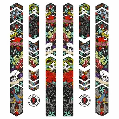 BIKE-label X400118VE - Adesivi per bicicletta, 14 pezzi, motivo: teschio Old School