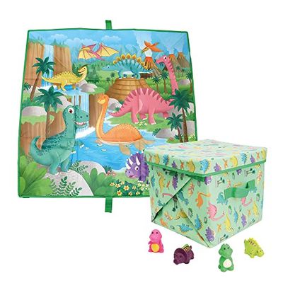 Deqube 911D00001 CARPET TRACKET TOY DINOSAURIES, multicoloured