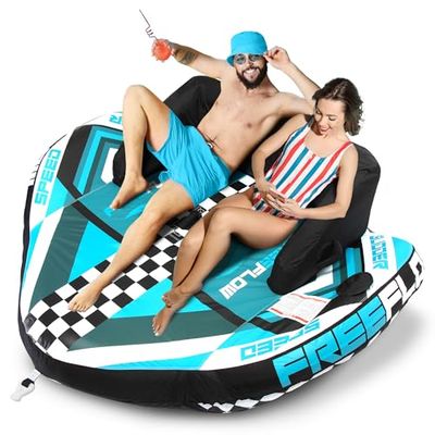 SereneLife Zware Opblaasbare Sleeptube - Water Tube Boot Float Sleepraft, Watersport Opblaasbare Trekboten/Tubes/Sleeptubes met Schuimzitjes, PVC Blaas, Handvatten