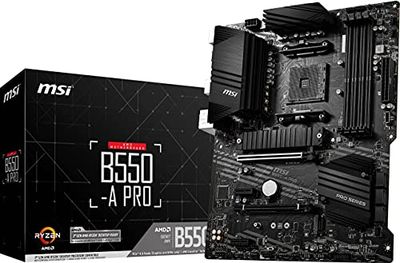 MSI B550-A PRO Motherboard ATX - Supports AMD Ryzen 3rd Gen Processors, AM4, DDR4 Boost (4400MHz/OC), 1 x PCIe 4.0/3.0 x16, 1 x PCIe 3.0/3.0 x16, 1 x M.2 Gen4 x4, 1 x M.2 Gen3 x4, HDMI, Gigabit LAN