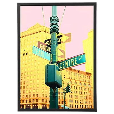 Arterby's® - Premium Poster Quadro Cornice Tela Canvas Dipinto Mood - Illustrazione Città Pop Art Minimal - Made in Italy - HD Poster con Cornice Semplice Nera 50x70 cm A0025 D0013