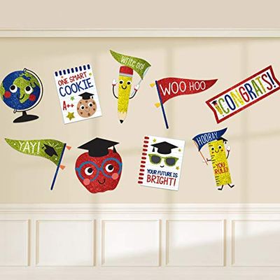 amscan Congrats Graduate Glitter Cut-Outs Kit (9 Piece) -1 pc, Multicolor, 30.4cm