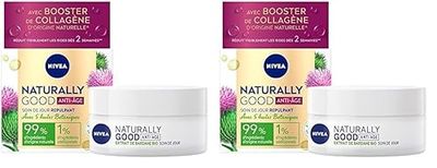NIVEA NATURALLY GOOD Soin de jour Anti-âge à l’Extrait de Bardane Pot (1 x 50 ml), crème hydratante pour toutes peaux, même sensibles, crème visage hydratation 24H (Lot de 2)