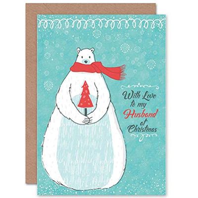 Wee Blue Coo CARD CHRISTMAS HUSBAND COOL LOVE POLAR BEAR SNOW BLUE