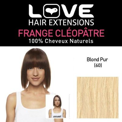 Love Hair Extensions - LHE/FRA1/QFC/CLEOPATRA/60 - 100 % Cheveux Naturels - Frange Cléopâtre - Couleur 60 - Blond Pur