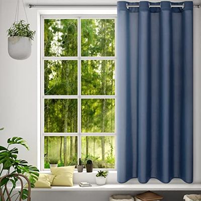 Eurofirany RITA Smooth Plain Modern Curtain with Eyelets - 1 Unit, Bedroom, Living Room, Lounge, Kitchen, 140g m/2, W55" x L69", Navy