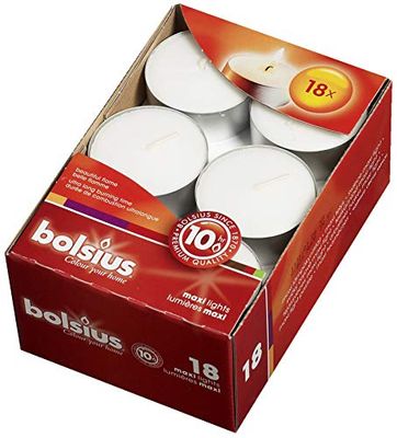 Bolsius Maxi Tea Lights in Box Burning Time 10 Hours Pack of 72