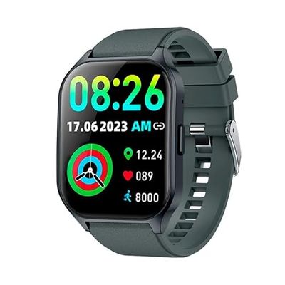 Cool Smartwatch met gebogen display, siliconen, donkergrijs (oproepen, gezondheid, sport), Donkergrijs, Medium