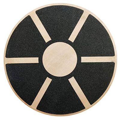 Signature Fitness Antislip houten wiebelbalansbord, kerntrainer, 39,5 cm, diameter met 360 rotatie voor stabiliteitstraining, zwart