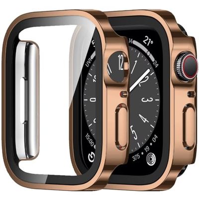 Amizee 2 stuks beschermhoes compatibel met Apple Watch serie 9/8 serie 7 41 mm met schermbescherming, ultradun, hard hoesje, krasbestendig, gehard glas, display voor iWatch 41 mm