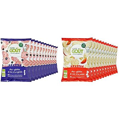 Good Goût - BIO - Mini-Galettes De Riz À La Myrtille Dès 10 Mois 40 G - Pack De 10 & BIO - Mini Galettes De Riz À La Pomme Dès 10 Mois 40 G - Pack De 10