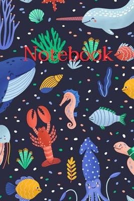 Underwater animal notebook: Suitable for all ages, size 6"x9", 120 lined pages.