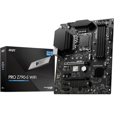 MSI PRO Z790-S WIFI Motherboard, ATX - Supports Intel 12th & 13th Gen Core Processors, LGA 1700 - DDR5 Memory Boost 6600+MHz/OC, PCIe 5.0 x16 Slot, M.2 Gen4 Slots, Wi-Fi 6E, 2.5G LAN