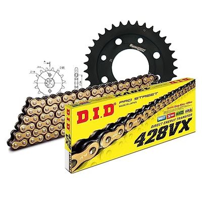 Kettingset DID staal 428VX / 114 clipslot voor Honda CM T 185 cc bj. 1978-1980