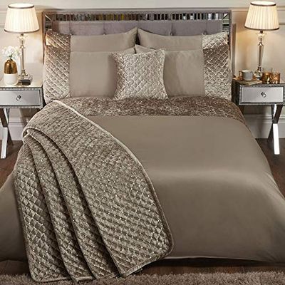 Emma Barclay Glamour – quiltad paljett sammet överkast set i mink – dubbelsäng
