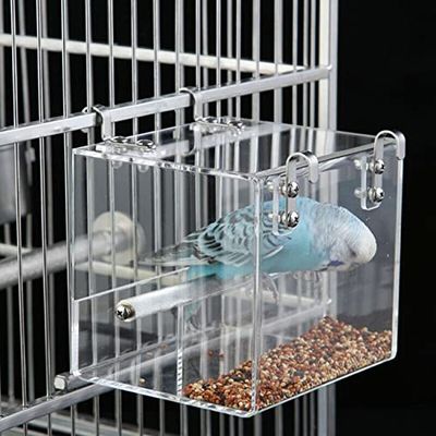 Comedero automático para pájaros, Jaula para pájaros, comedero para Mascotas, contenedor de Alimentos para periquitos, Canarios, cacatúas, Loros, pinzones y Canarios, acrílico (5.1 x 5.1 x 4.3