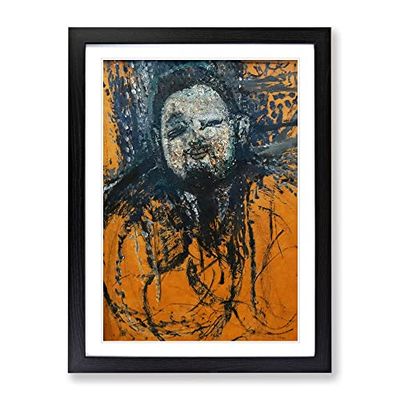 Diego Rivera By Amedeo Modigliani Classic Painting Framed Wall Art Print, Ready to Hang Picture for Living Room Bedroom Home Office Décor, Black A2 (64 x 46 cm)