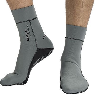 Cressi Ultra Stretch Neoprene Socks 1.5mm - Escarpines Neopreno Ultrastretch, Unisex-Adult Gris Logo Negro , M