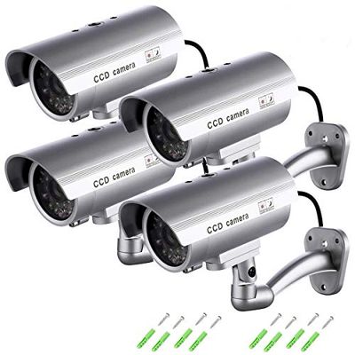 TEMPO DI SALDI 4 Telecamere Di Sorveglianza Finte Da Esterno Luce Led Lampeggiante Infrarossi