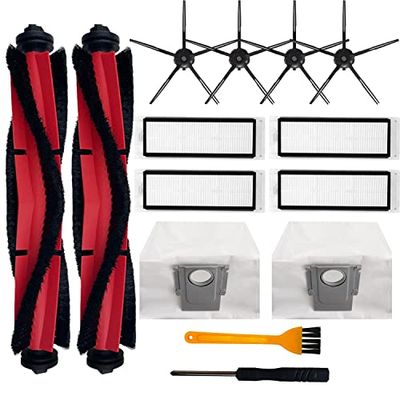 Replacement Accessories Kit Compatible with Roborock Q5 Q5+ Q5 Plus Robot Vacuum Cleaner,1 Main Brush,4 Side Brushes,4 Hepa Filters,2 Dust Bags (14 PCS)